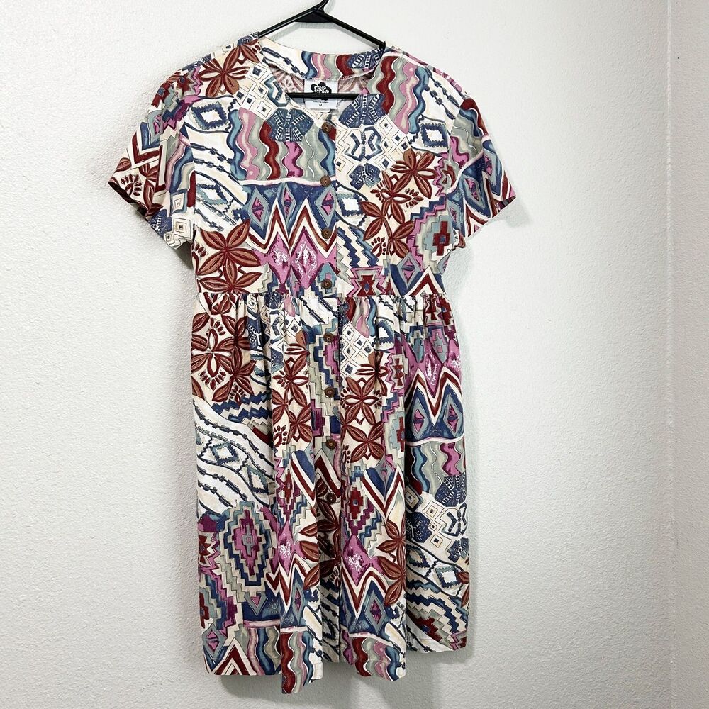 Hilo Hattie Womens Dress Vintage Hawaiian Button Front Medium